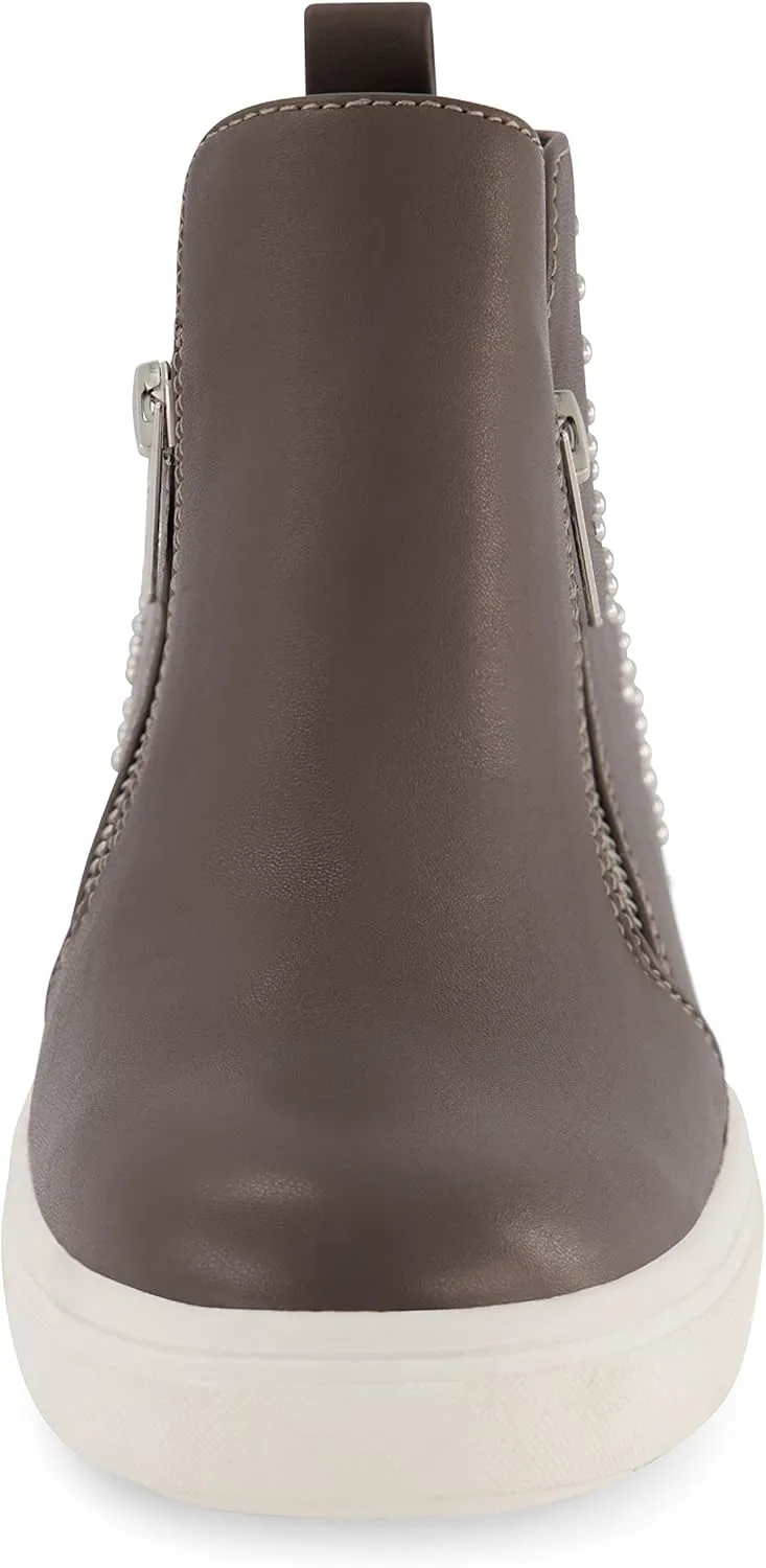 CUSHIONAIRE Women's Hollywood studded Hidden Wedge sneaker  Memory Foam
