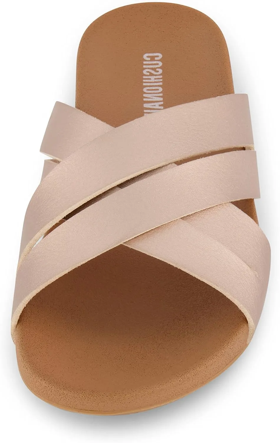 CUSHIONAIRE Women's Jackie cross band footbed slide sandal  Comfort Foam
