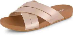 CUSHIONAIRE Women's Jackie cross band footbed slide sandal  Comfort Foam