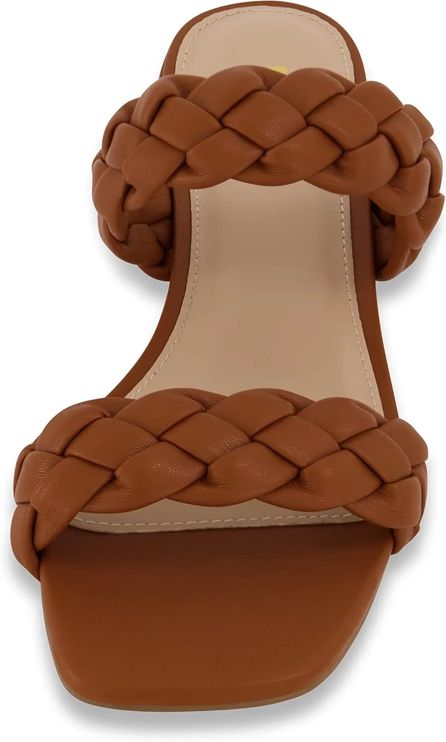 CUSHIONAIRE Women's Nan two band braided low block heel slide sandal  Memory Foam and Wide Widths Available