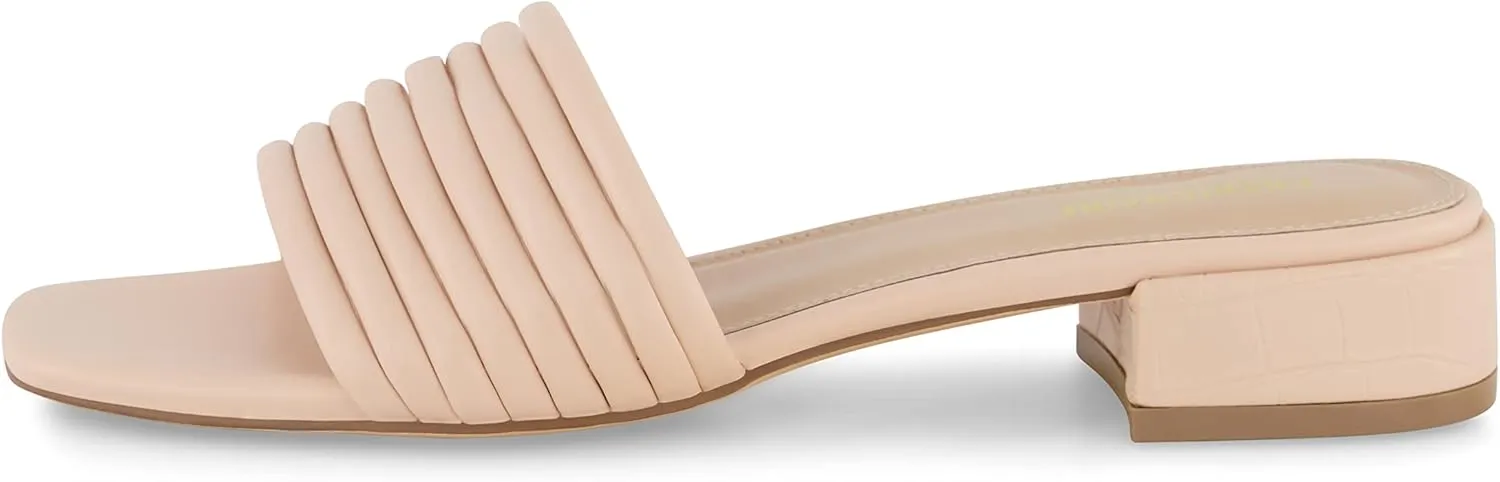 CUSHIONAIRE Women's Nino strappy low block heel slide sandal  Memory Foam and Wide Widths Available