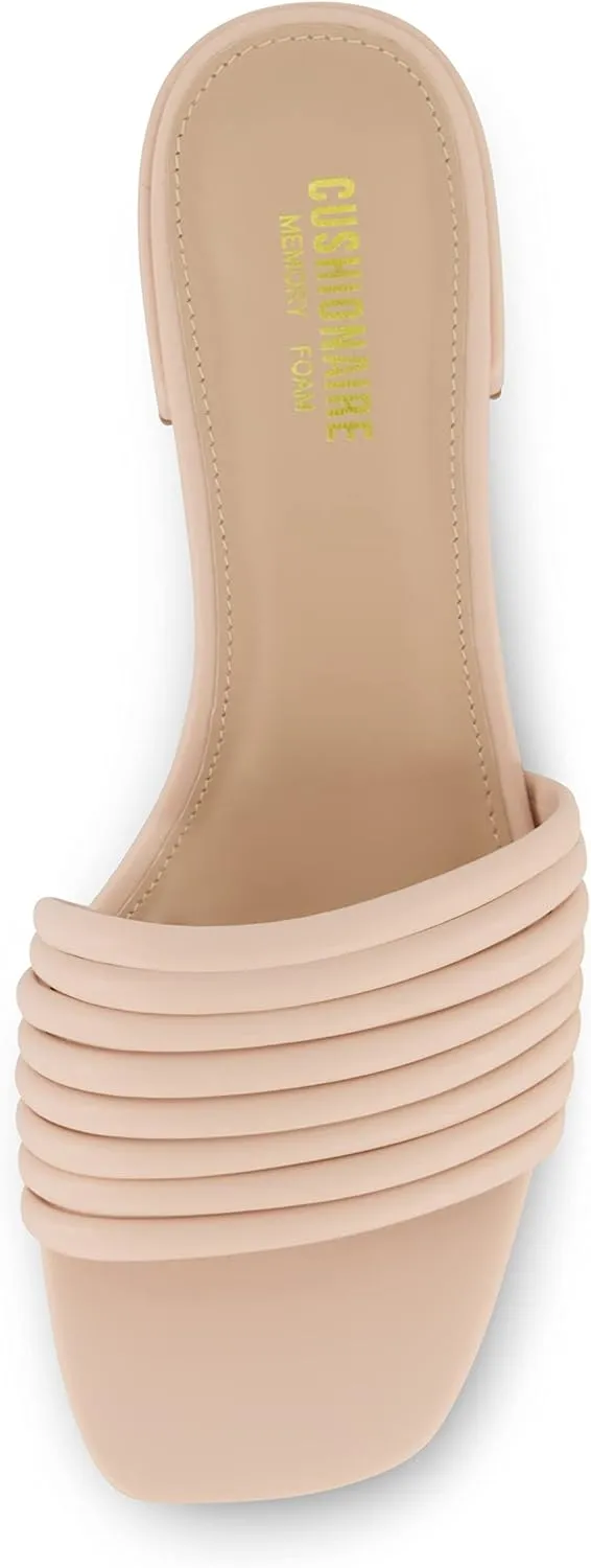 CUSHIONAIRE Women's Nino strappy low block heel slide sandal  Memory Foam and Wide Widths Available
