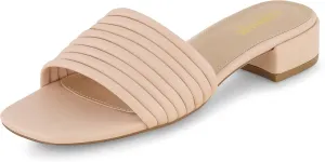 CUSHIONAIRE Women's Nino strappy low block heel slide sandal  Memory Foam and Wide Widths Available