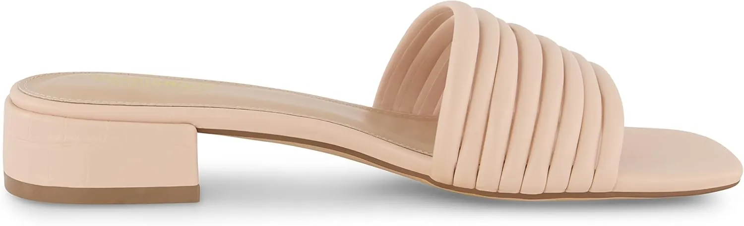 CUSHIONAIRE Women's Nino strappy low block heel slide sandal  Memory Foam and Wide Widths Available