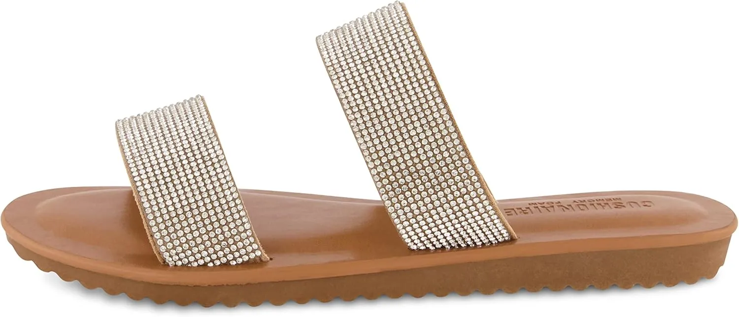 CUSHIONAIRE Women's Vera slide sandal  Memory Foam and Wide Widths Available