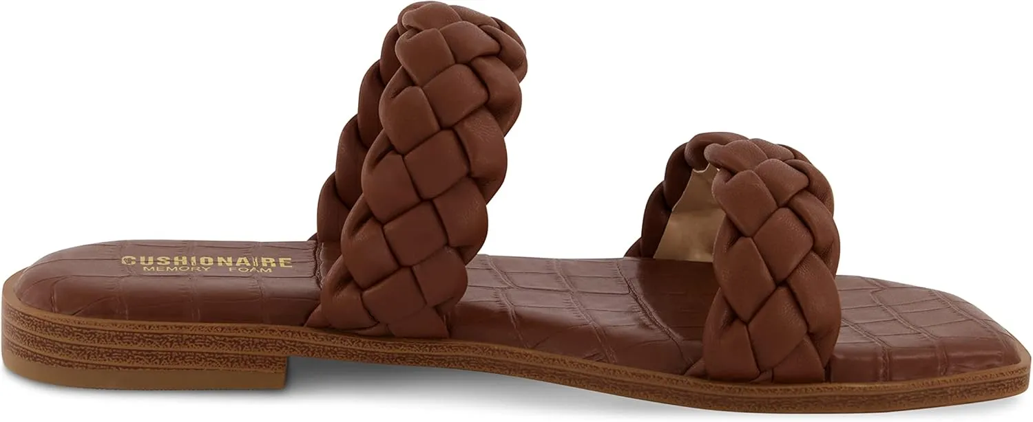 CUSHIONAIRE Women's Vicki braided slide sandal  Memory Foam, Wide Widths Available