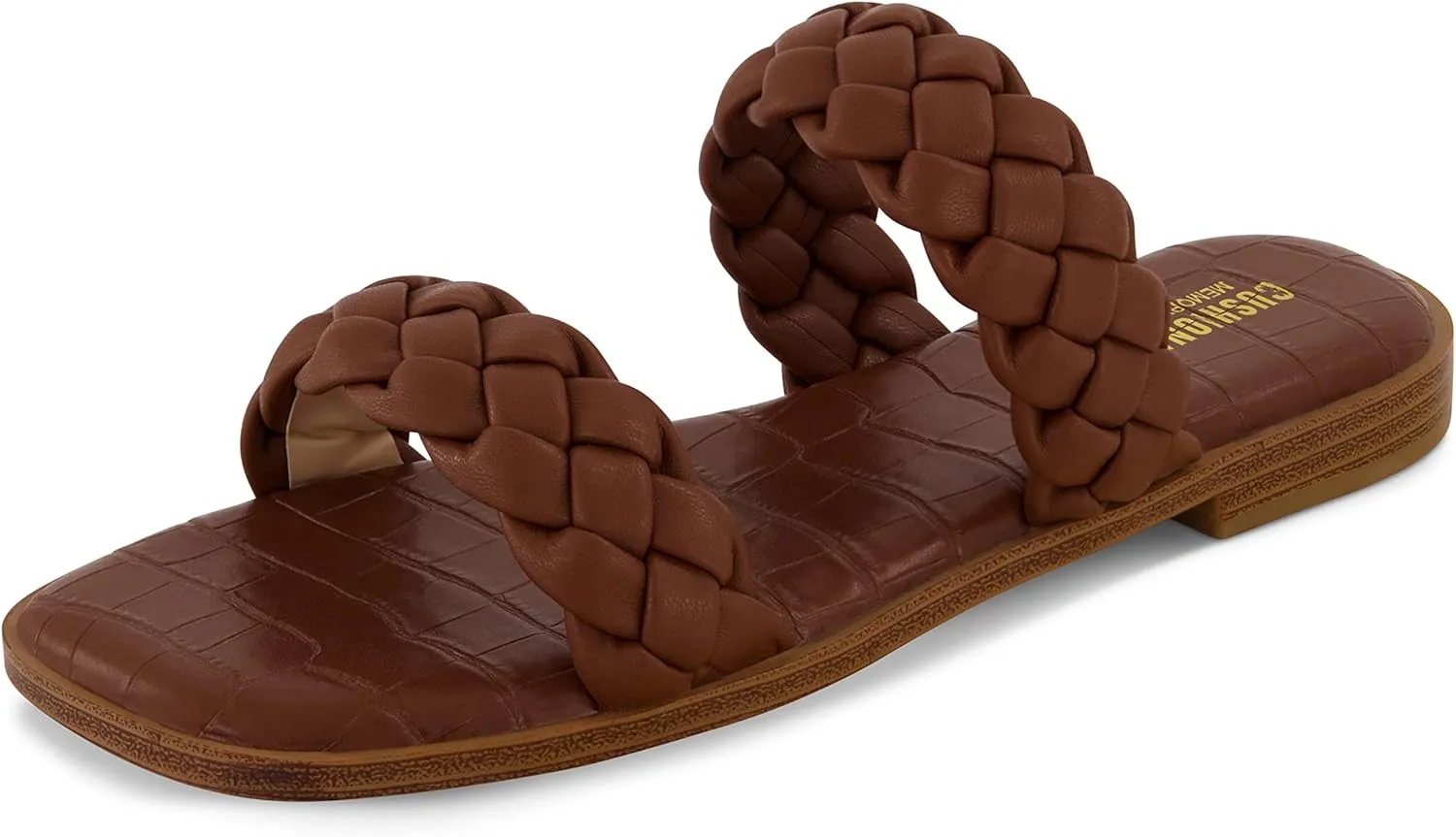 CUSHIONAIRE Women's Vicki braided slide sandal  Memory Foam, Wide Widths Available