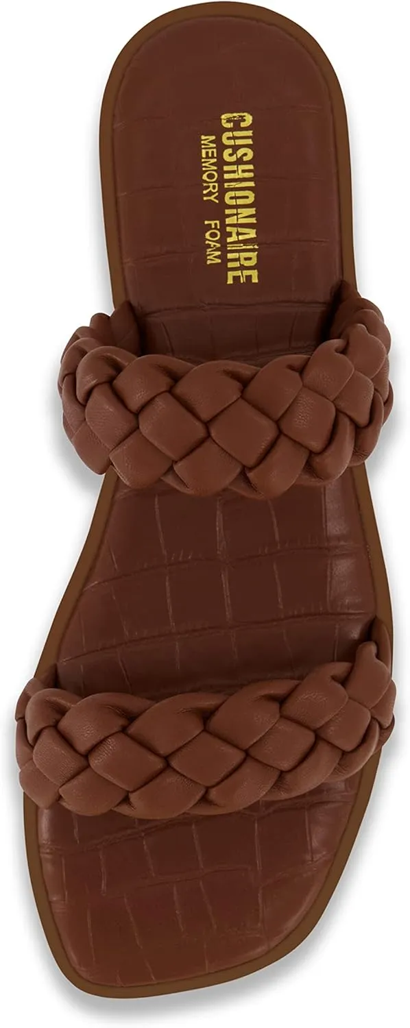 CUSHIONAIRE Women's Vicki braided slide sandal  Memory Foam, Wide Widths Available
