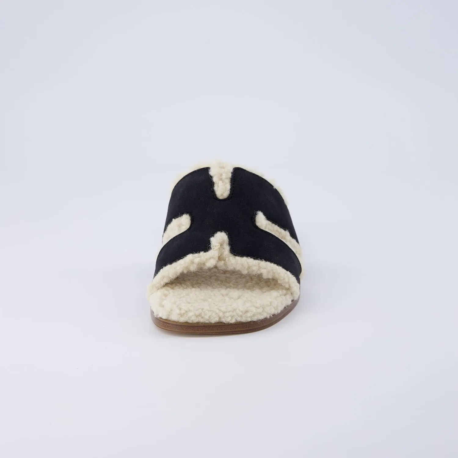 CUSHIONAIRE Women's Voyage Fur Faux Shearling lined slide sandal  Memory Foam, Wide Widths Available