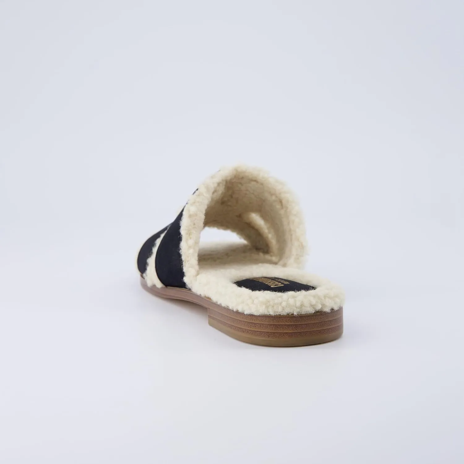 CUSHIONAIRE Women's Voyage Fur Faux Shearling lined slide sandal  Memory Foam, Wide Widths Available
