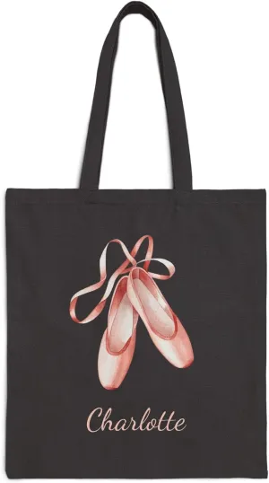 Custom Girls Pink Dancing Shoes Tote Bag, Ballet Dance Shoes Bag for Little Dancers, Kids Woman Fashion Accessory, 15" x 16"