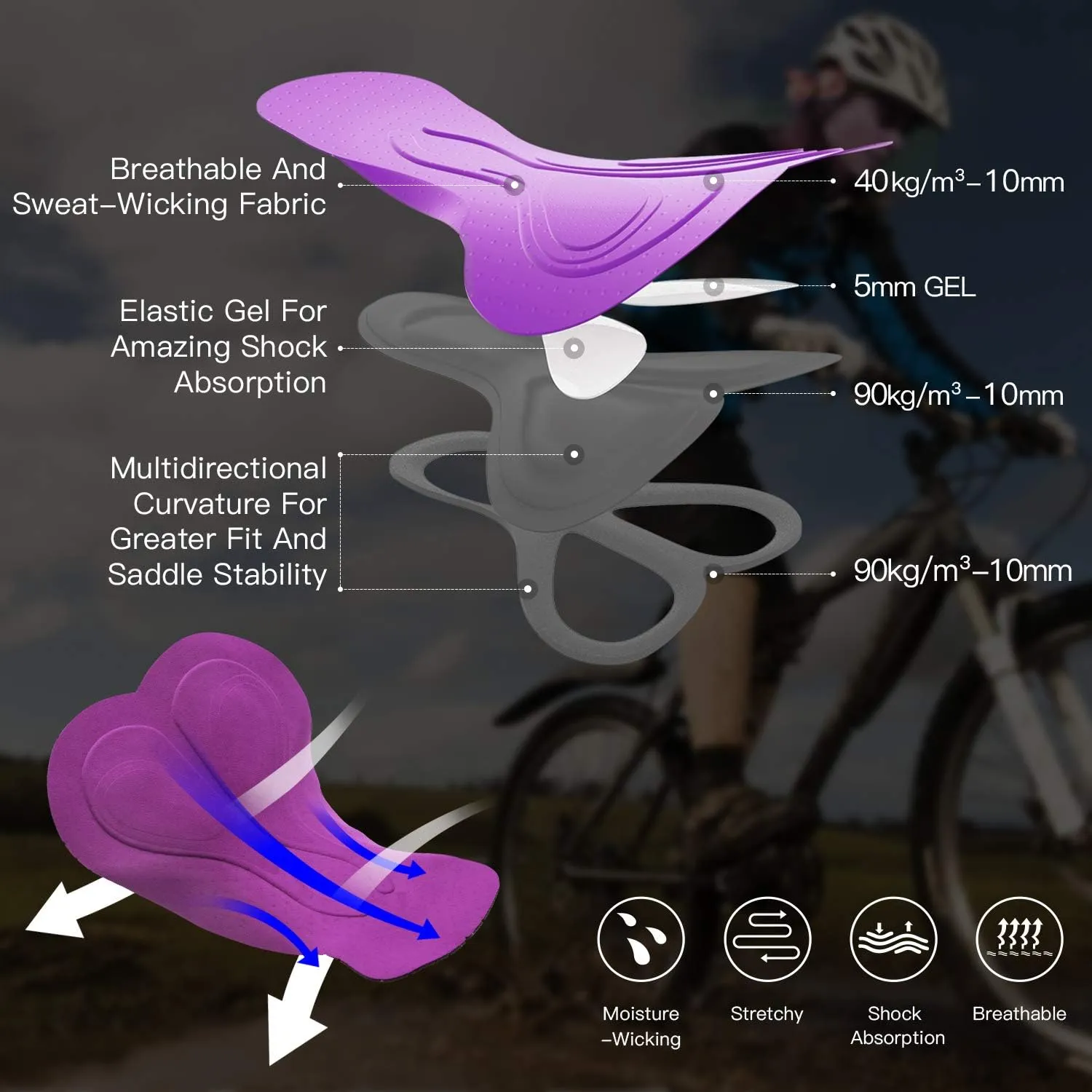 Cycling Shorts Women's 3D Padded Bicycle Bike Biking Underwear Shorts