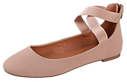 Dana-20 Loved by customers Classy Classic Ballerina Elastic ANNA Straps Crossing Flats With Women's