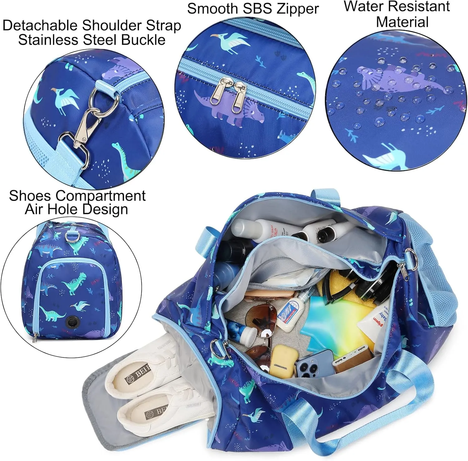 Dance Bag for Boys Water Resistant Gym Bag Overnight Bag Travel Bag Sports with Shoes Compartment