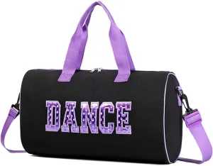 Dance Duffle for Girls, Kids Toy Storage, Weekend/Overnight Bag, Gymnastics Gift 17"Lx9"Wx9"H (Purple)