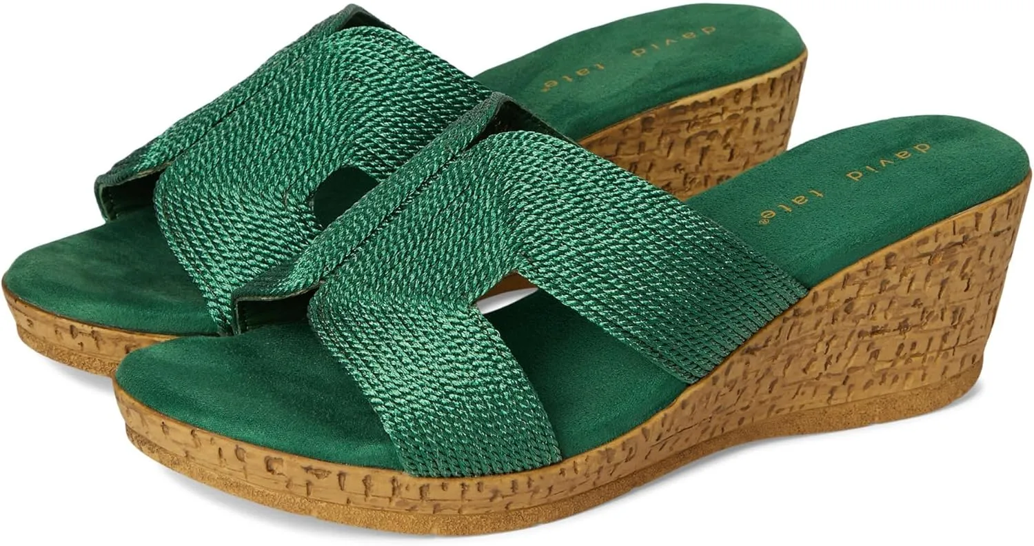 David Tate Womens Vibe Braided Slide Sandals