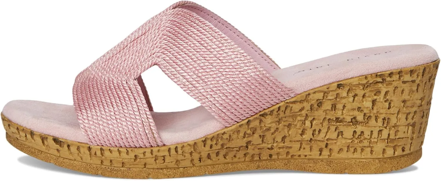 David Tate Womens Vibe Braided Slide Sandals