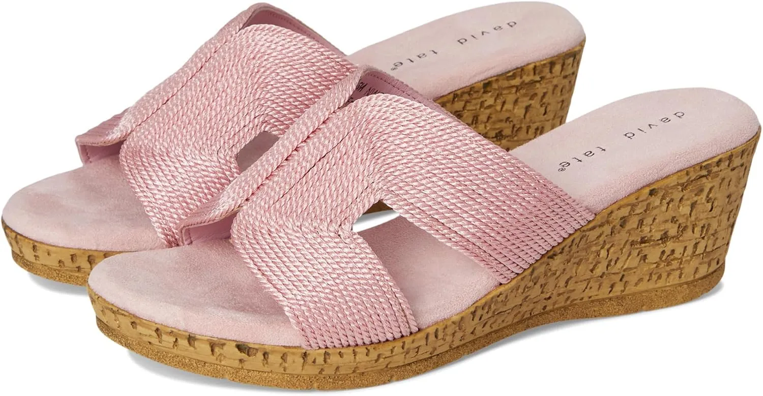 David Tate Womens Vibe Braided Slide Sandals