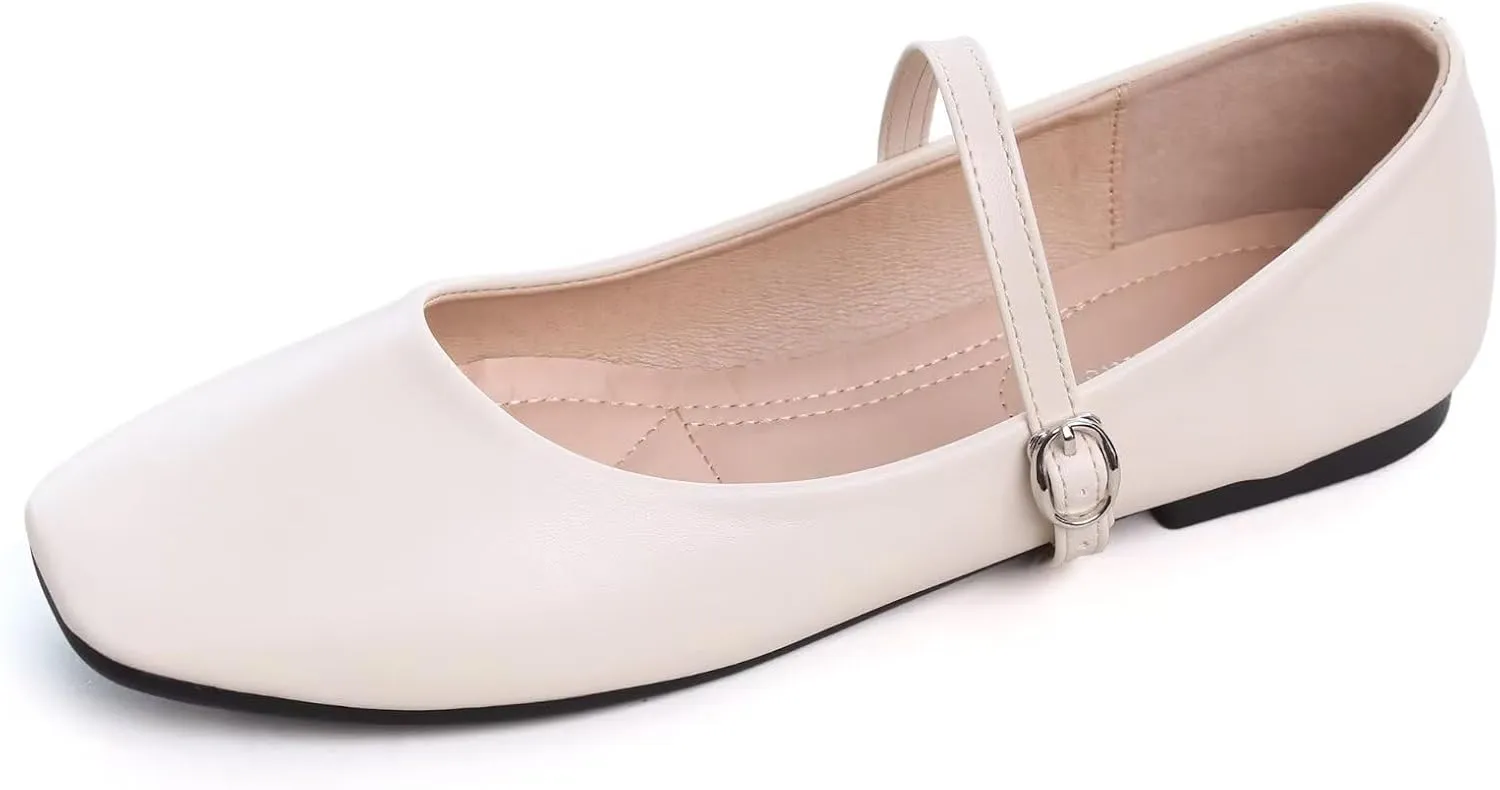 Dear Time Women's Flat Mary Jane Shoes Ankle Strap Round Toe Chinese Style Ballet Flats Casual Walking Shoes