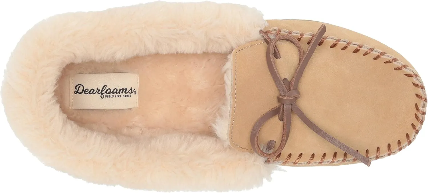 Dearfoams Women's Bethany Genuine Suede Moccasin Slipper