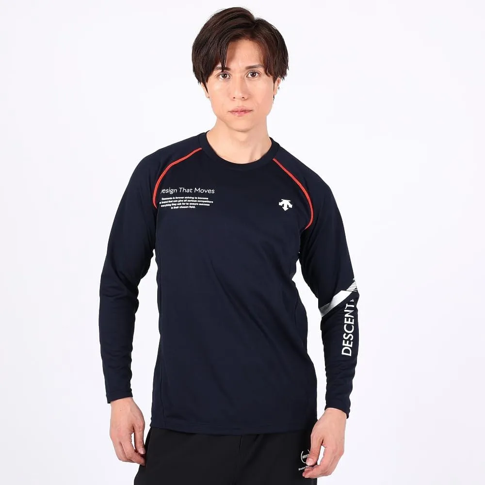 Descente Long-Sleeve Shirt, Volleyball, Sweat Absorbent, Quick Drying, Stretch, Practice, Men's, Women's, Unisex