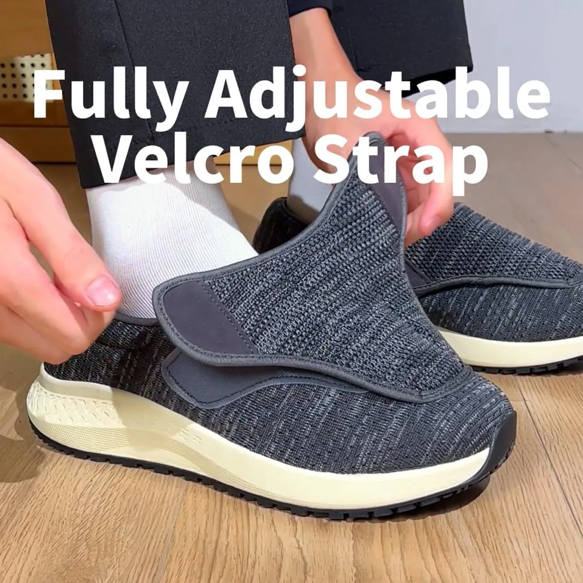 Diabetic Shoes for Men and Women, Adjustable Slip-On Wide Walking Shoes for Swollen Feet, Orthopedic Foot Pain Relief, Neuropathy - EasyTop Wings