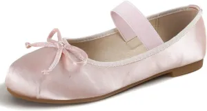 DINTAHA Ballet Flats with Strap Bow Mary Jane Flats for Women,Satin Wedding Dress Shoes