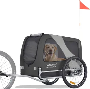 DOGGYHUT® Premium Large Pet Bike Trailer for Medium or Large Dog, Up to 78 lbs,Dog Bicycle Carrier,Low Center of Gravity,Easy Folding Frame