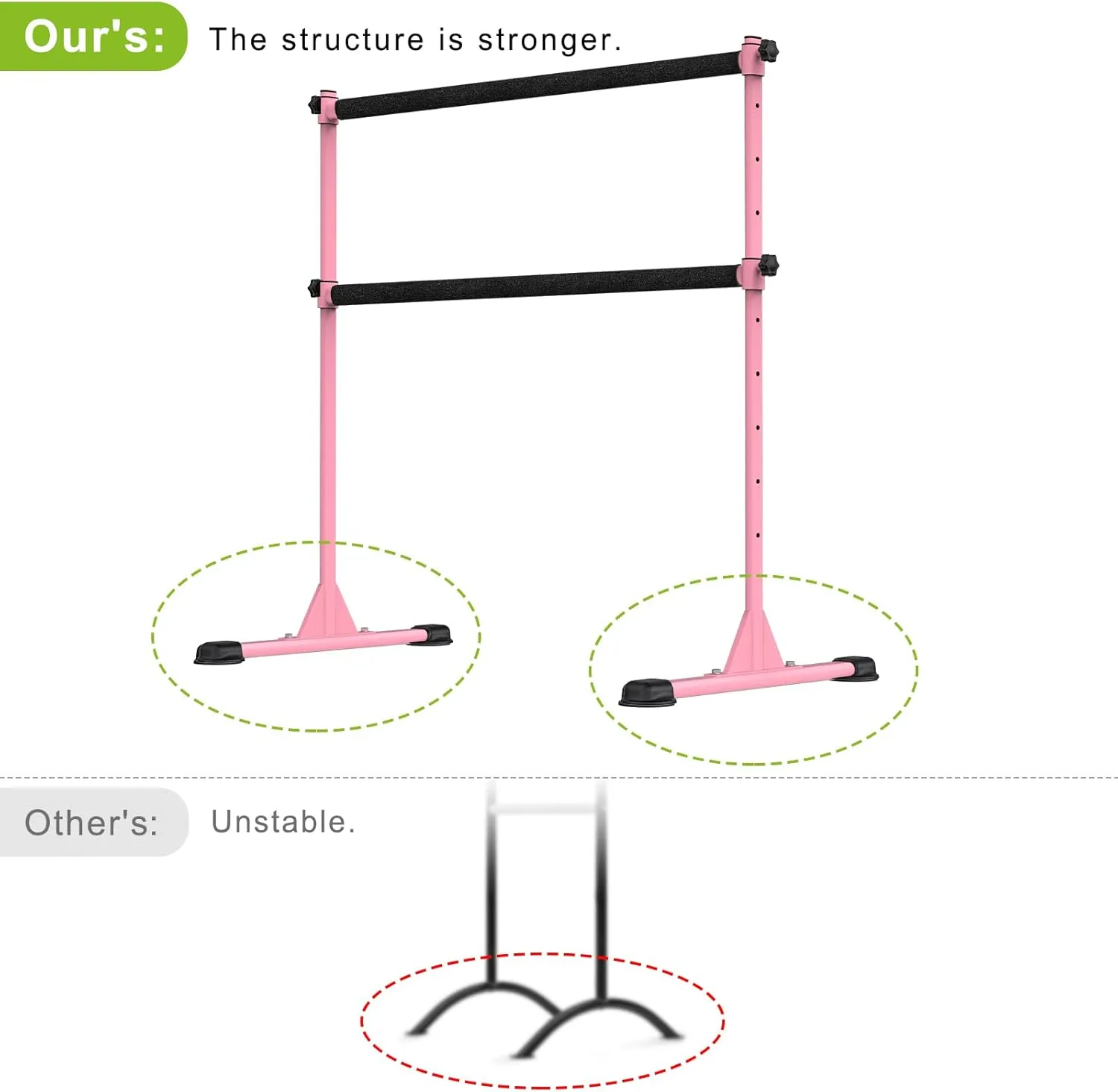 Dolibest Freestanding Ballet Bar, Height Adjustable Ballet Bar, Heavy Duty Dance Bar, with Non-Slip Rubber Pads, Enhanced Stability, Dance/Yoga/Fitness Stretching Bar, Ideal for Kids and Adults