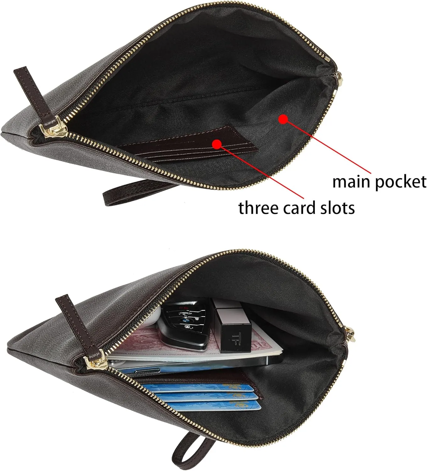 DORIS&JACKY Lambskin Leather Wristlet Clutch Purse For Women Large Soft Designer Wallet With Strap…