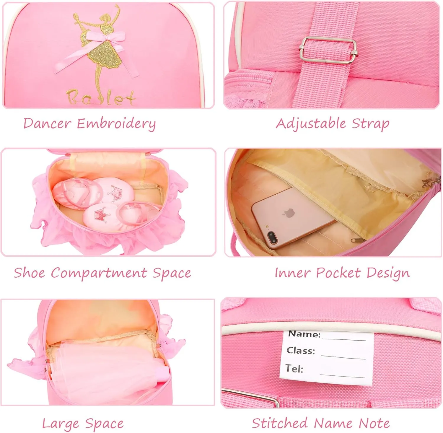 Dorlubel Cute Ballet Dance Backpack Tutu Dress Dance Bag with Key Chain Girls