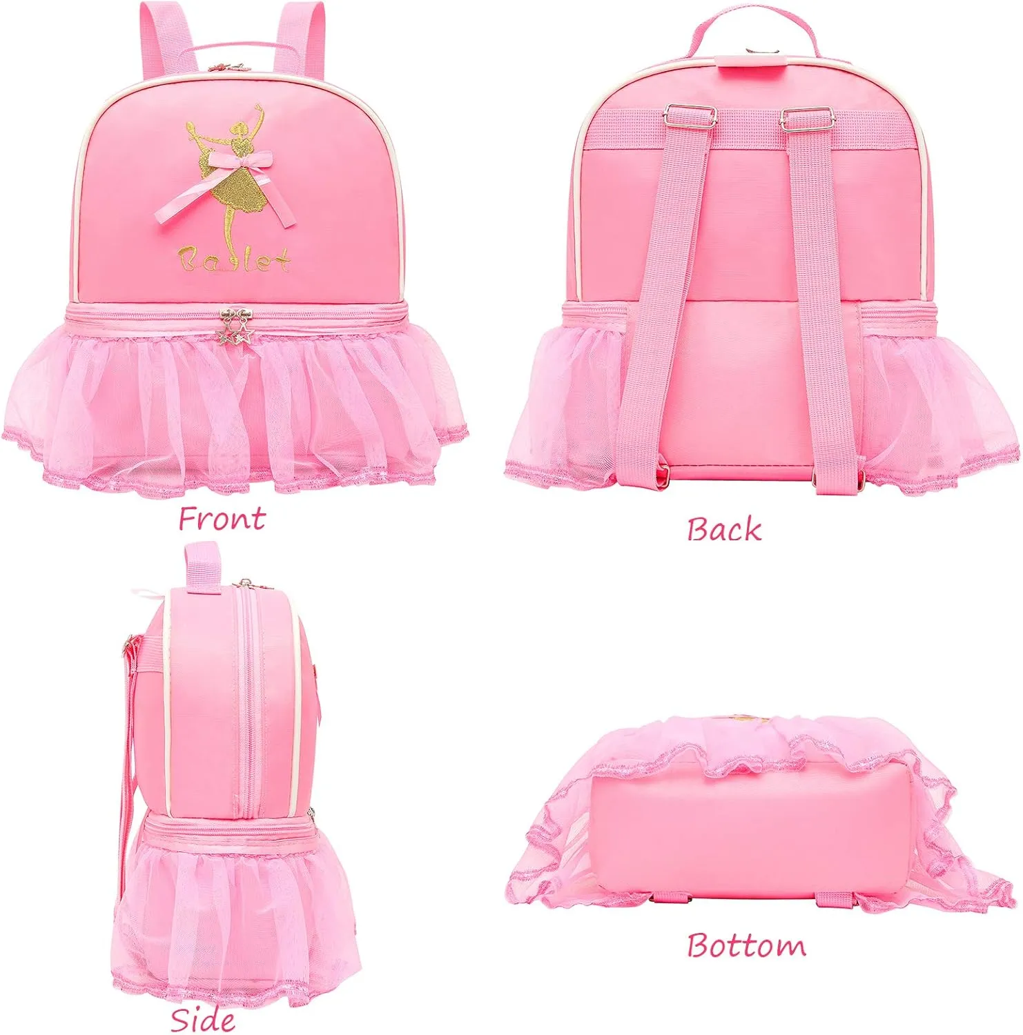 Dorlubel Cute Ballet Dance Backpack Tutu Dress Dance Bag with Key Chain Girls