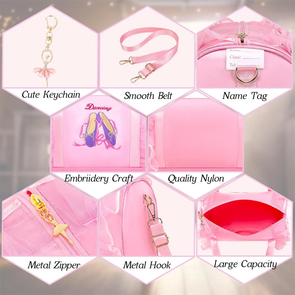 Dorlubel Cute Ballet Dance Backpack Tutu Dress Dance Bag with Key Chain Girls