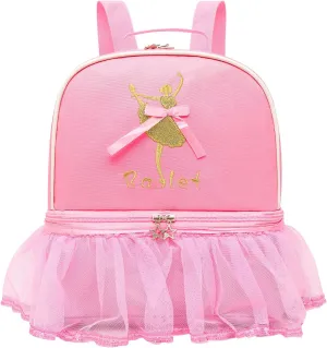 Dorlubel Cute Ballet Dance Backpack Tutu Dress Dance Bag with Key Chain Girls