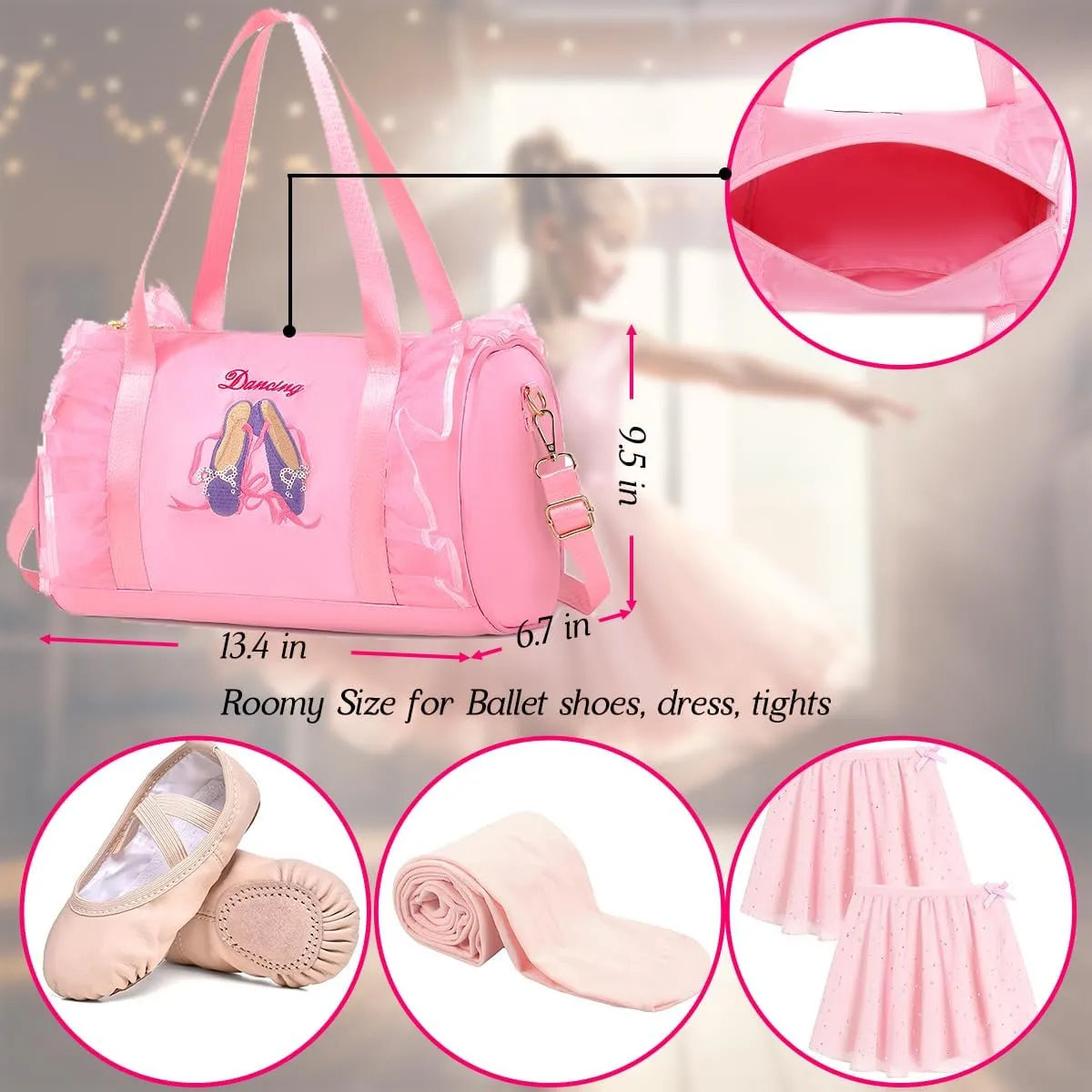 Dorlubel Cute Ballet Dance Backpack Tutu Dress Dance Bag with Key Chain Girls