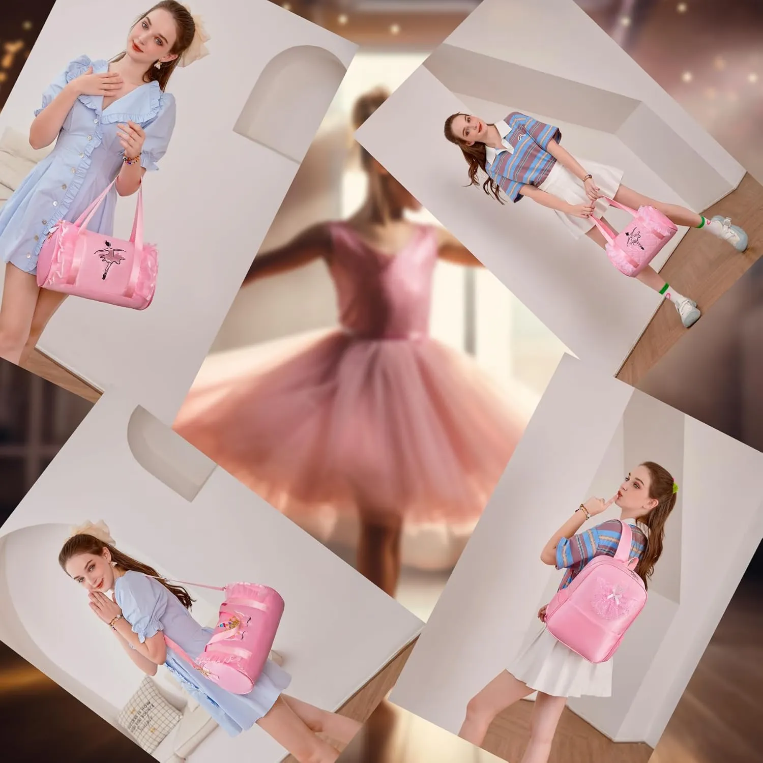 Dorlubel Cute Ballet Dance Backpack Tutu Dress Dance Bag with Key Chain Girls