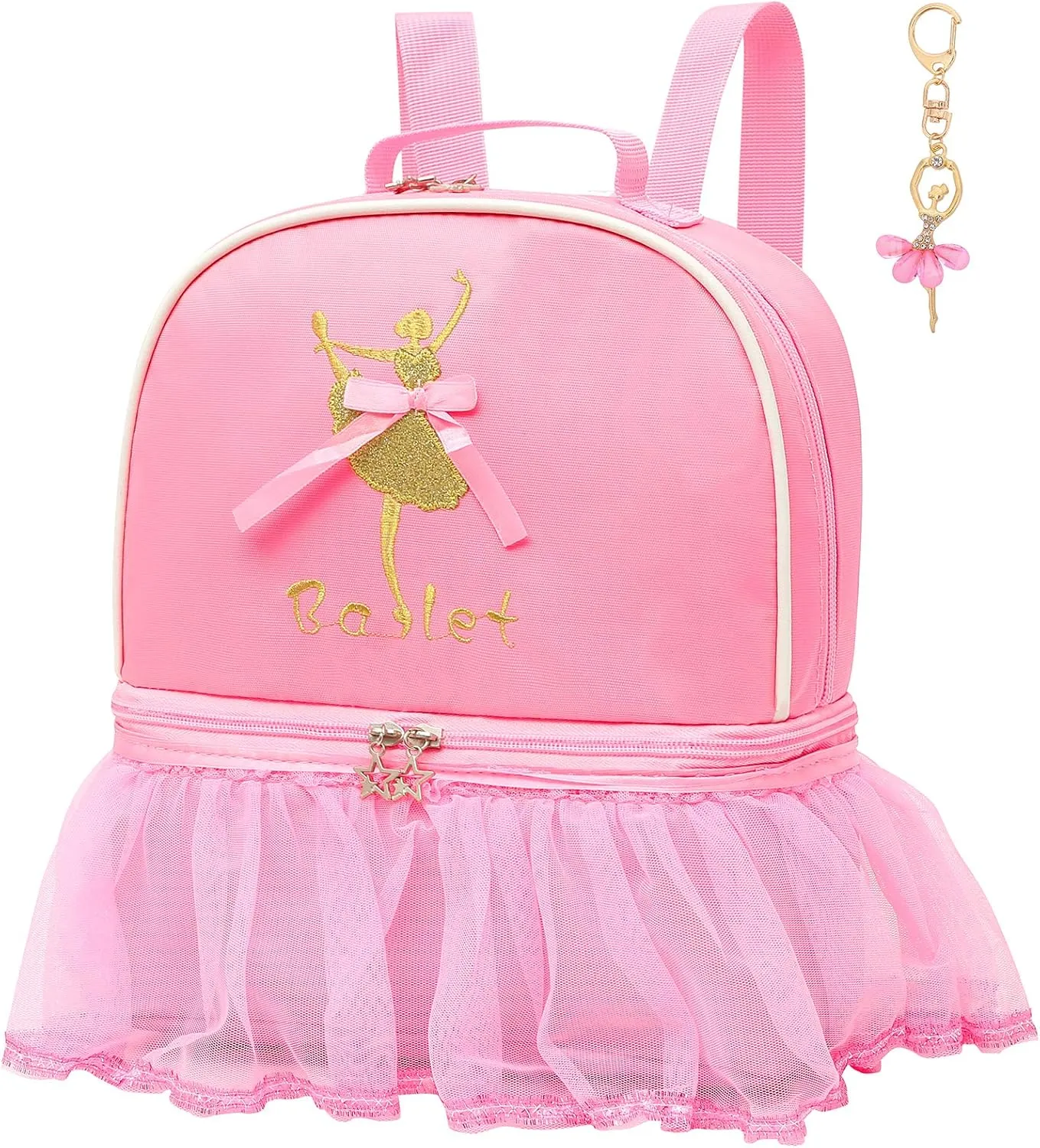 Dorlubel Cute Ballet Dance Backpack Tutu Dress Dance Bag with Key Chain Girls