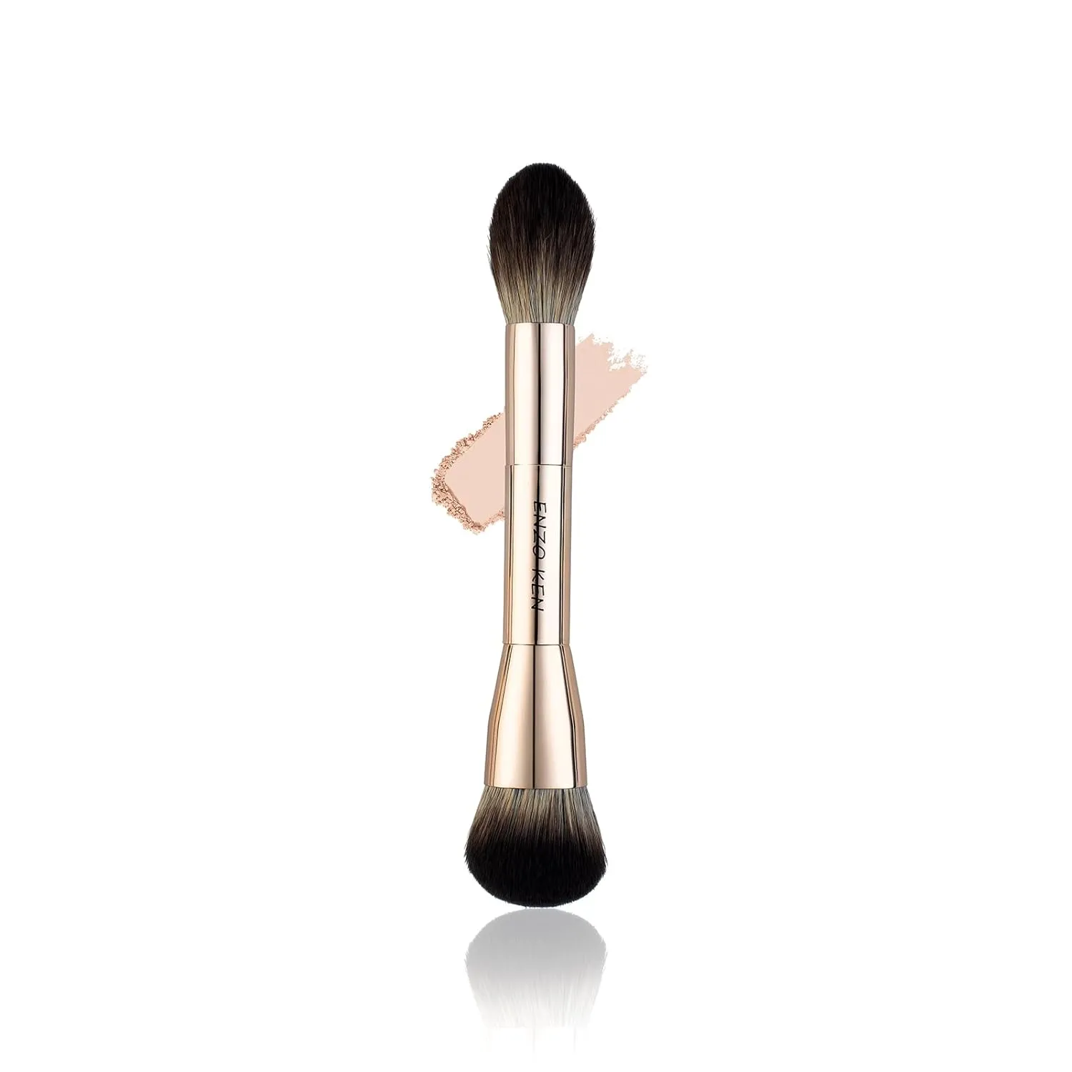 Double Ended Blush and Bronzer Brush, Makeup Brush for Blush Makeup, Double Sided Makeup Brushes, Cream Contour Brush Gold, Fluffy Bronzer Blush Brush for Cheeks, Bronzing - 124B