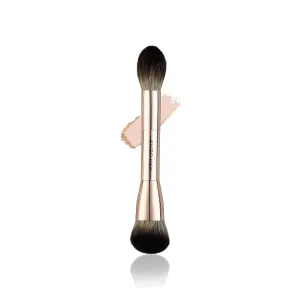 Double Ended Blush and Bronzer Brush, Makeup Brush for Blush Makeup, Double Sided Makeup Brushes, Cream Contour Brush Gold, Fluffy Bronzer Blush Brush for Cheeks, Bronzing - 124B