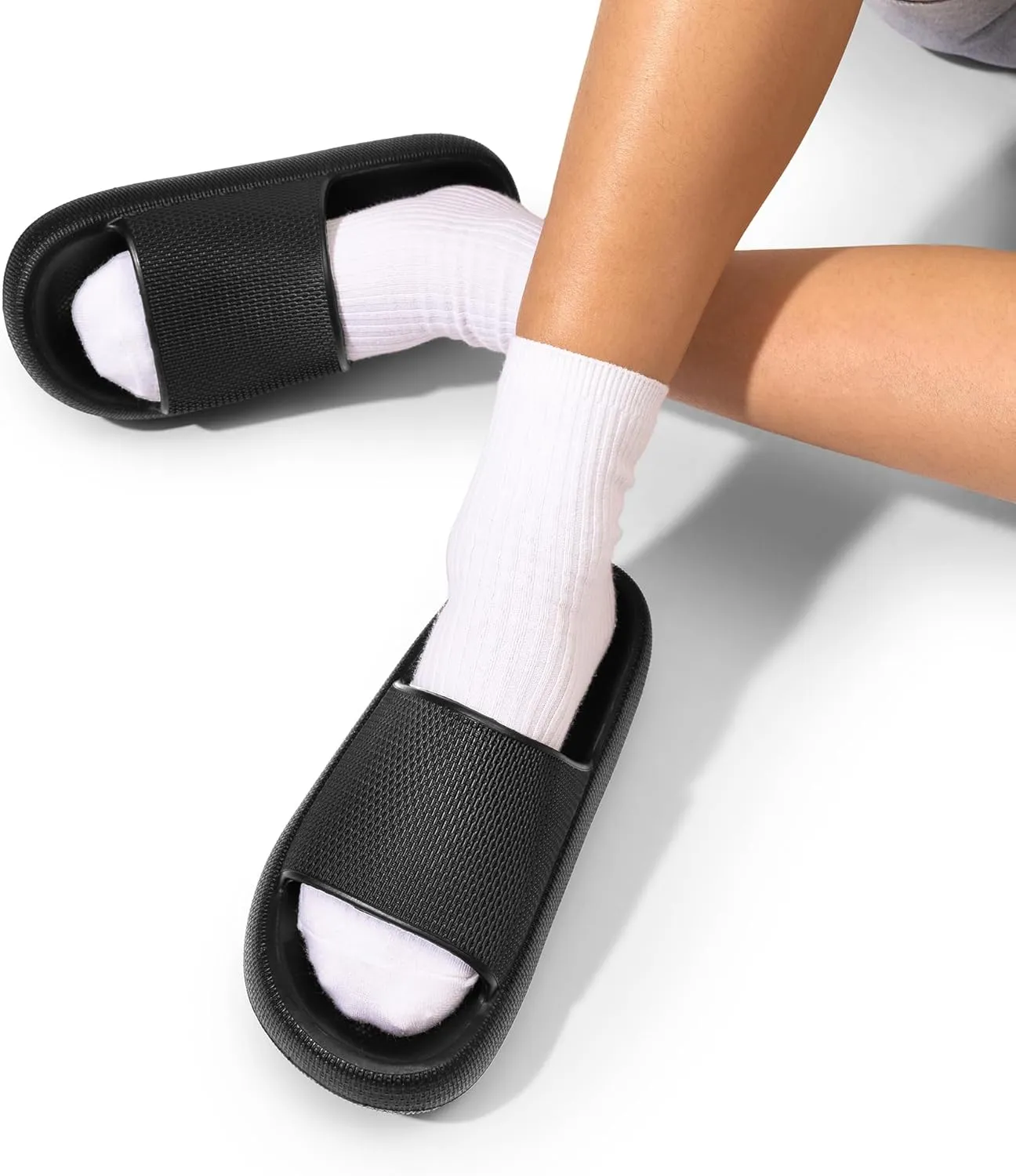 DREAM PAIRS Cloud House Slippers for Women, Shower Shoes Indoor Pillow Slides Bathroom Slip On Beach Sandals