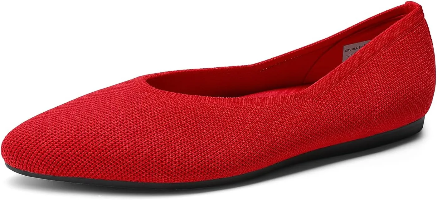 DREAM PAIRS Pointed Toe Flats for Women, Comfortable Dressy Knit Ballet Flats with Arch Support, Women's Dress Shoes for Work Office Business Casual Travel