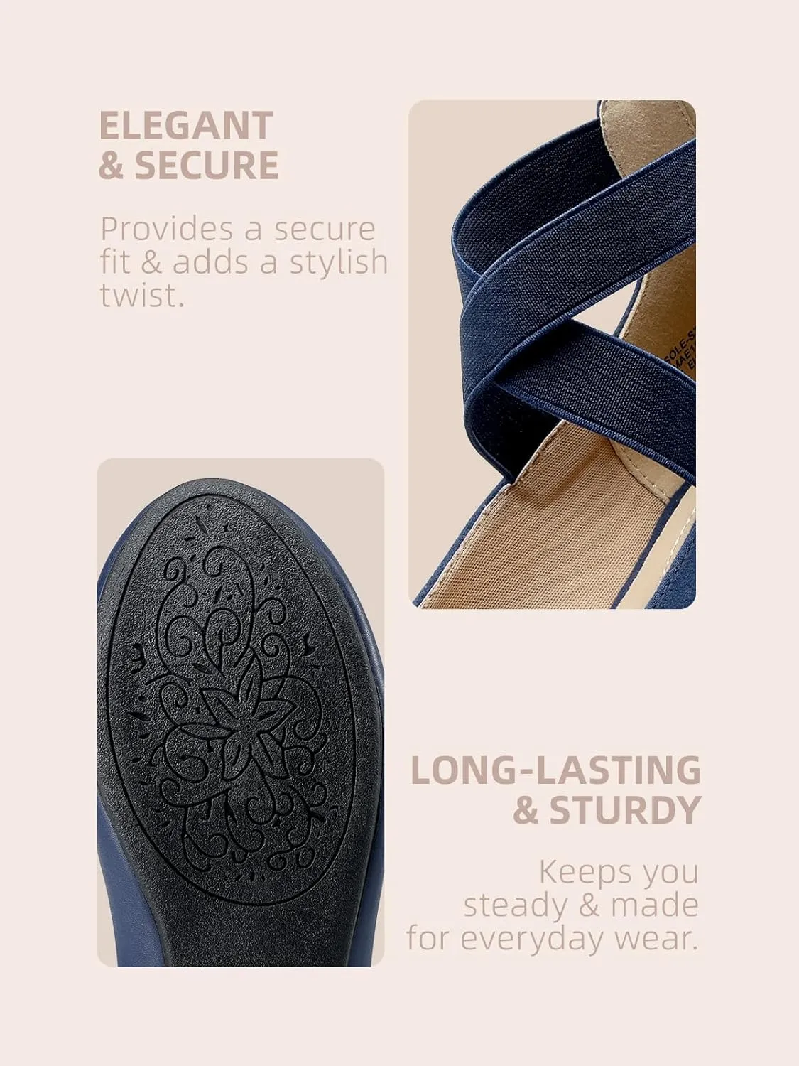 DREAM PAIRS Women's Comfortable Fashion Elastic Ankle Straps Flats Shoes