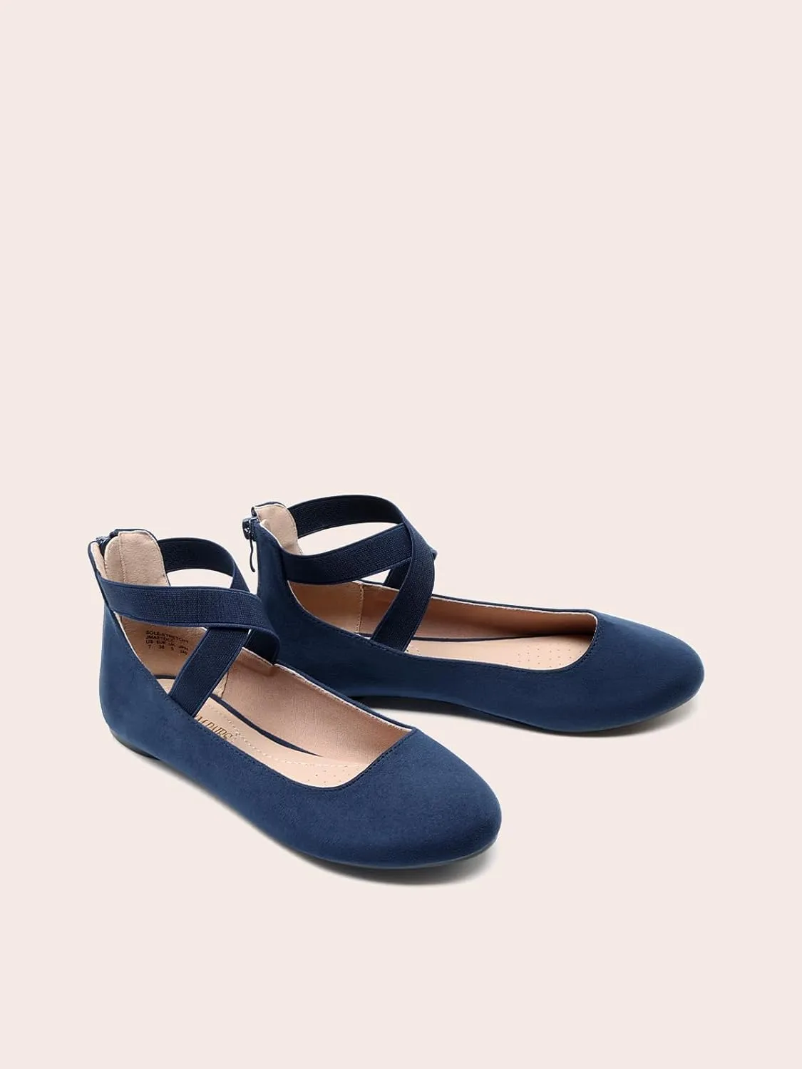 DREAM PAIRS Women's Comfortable Fashion Elastic Ankle Straps Flats Shoes