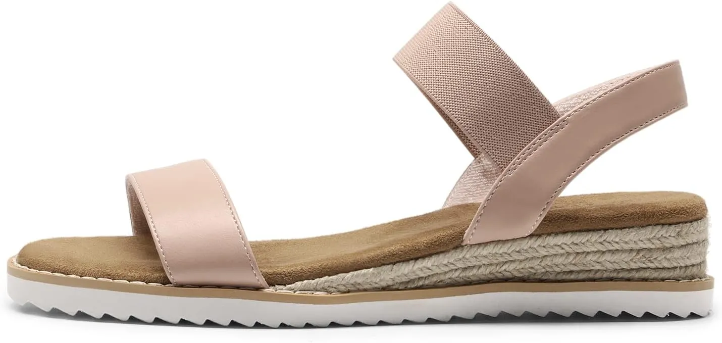 DREAM PAIRS Womens Espadrilles Ankle Stretch Elastic Strap Open Toe Wedges Flats Sandals