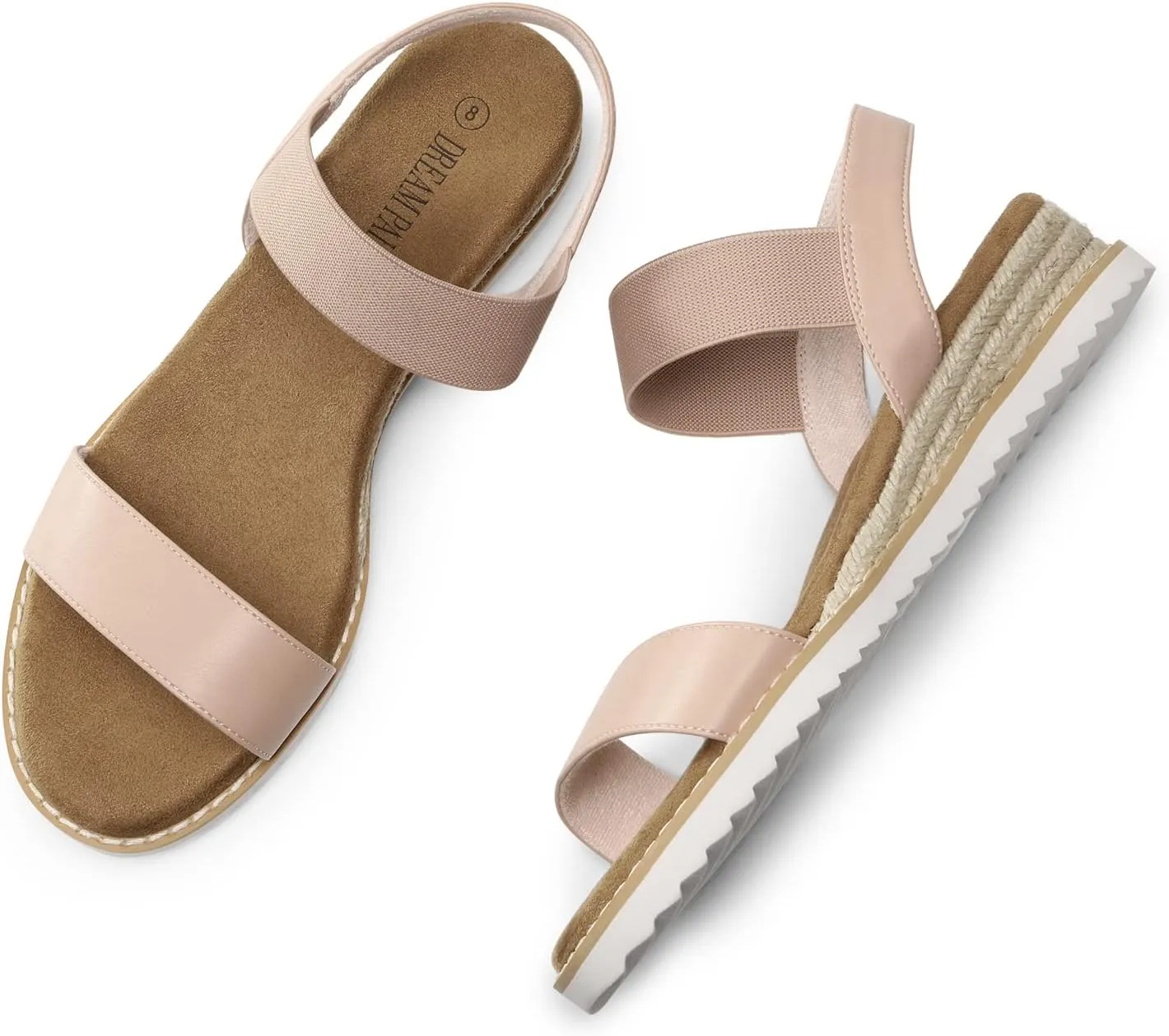 DREAM PAIRS Womens Espadrilles Ankle Stretch Elastic Strap Open Toe Wedges Flats Sandals