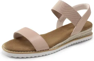 DREAM PAIRS Womens Espadrilles Ankle Stretch Elastic Strap Open Toe Wedges Flats Sandals