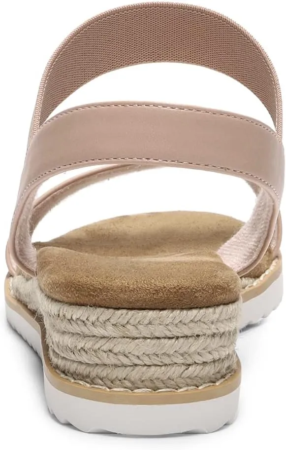 DREAM PAIRS Womens Espadrilles Ankle Stretch Elastic Strap Open Toe Wedges Flats Sandals