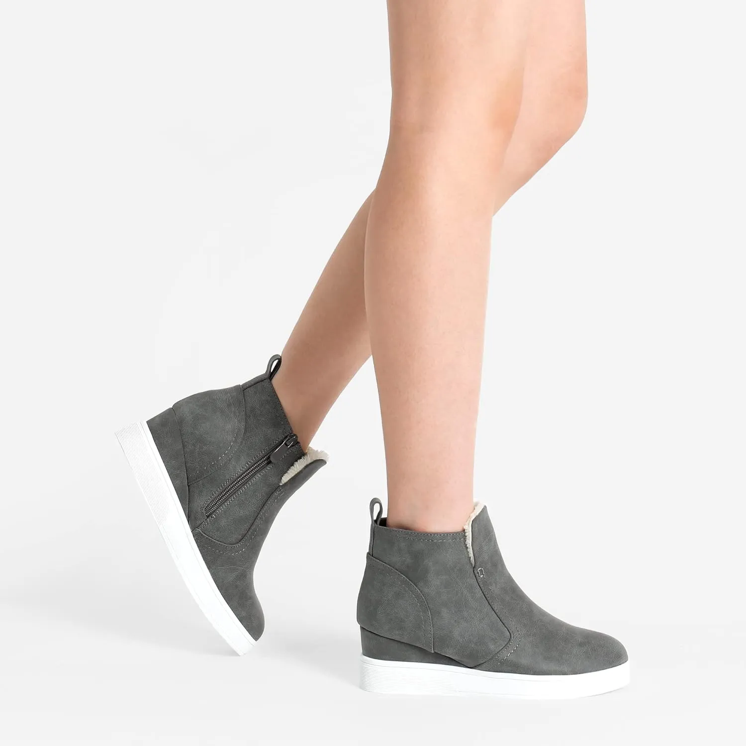 DREAM PAIRS Women’s Slip on High Top Wedge Sneakers Hidden Heel Platform Wedgie Ankle Booties