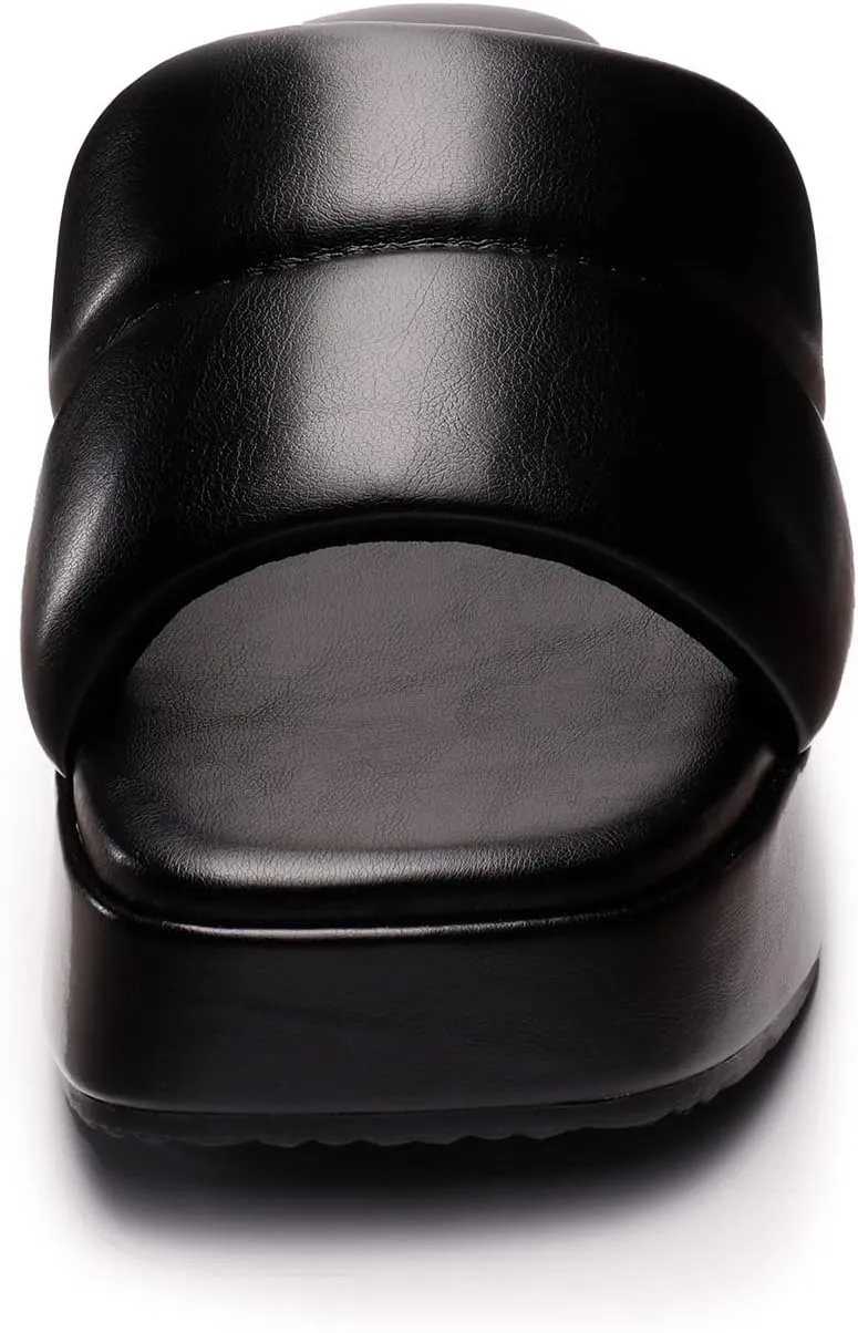 DREAM PAIRS Womens Slip on Slides Wedges Platform Cute Walking Comfort Sandals