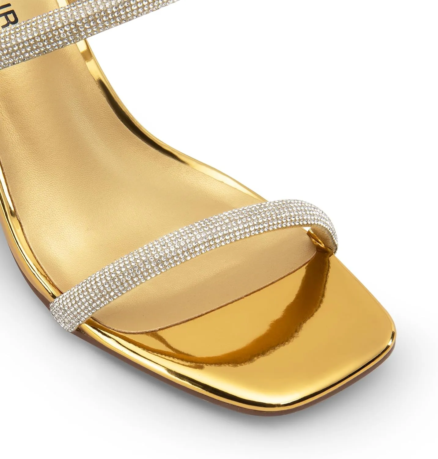 DREAM PAIRS Women's Square Open Toe Block Heels Two Strap Slip On High Heeled Slides Sandals